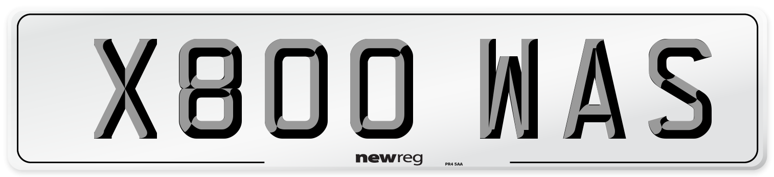 X800 WAS Number Plate from New Reg